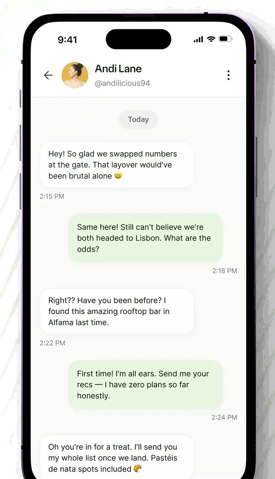 A private conversation between two travellers who met at the gate