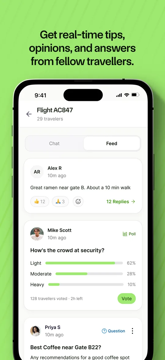 Get real-time tips, opinions and answers from fellow travellers