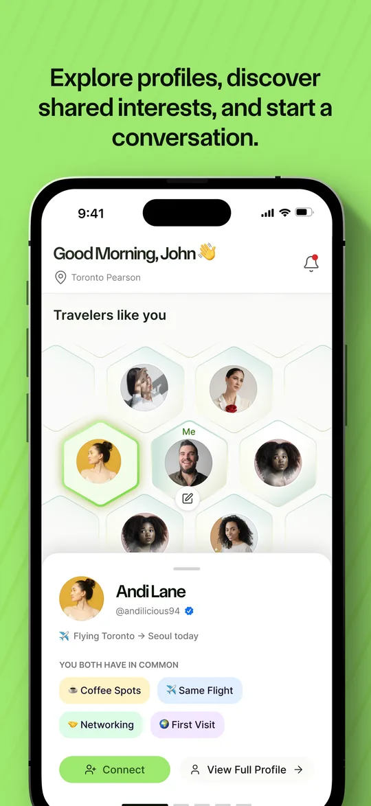 Explore profiles, discover shared interests and start a conversation